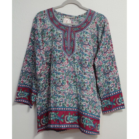 Sahiba Women's Tunic/Top/Blouse Long Sleeve Round Neck Flowy Size Med/Large - Picture 1 of 9